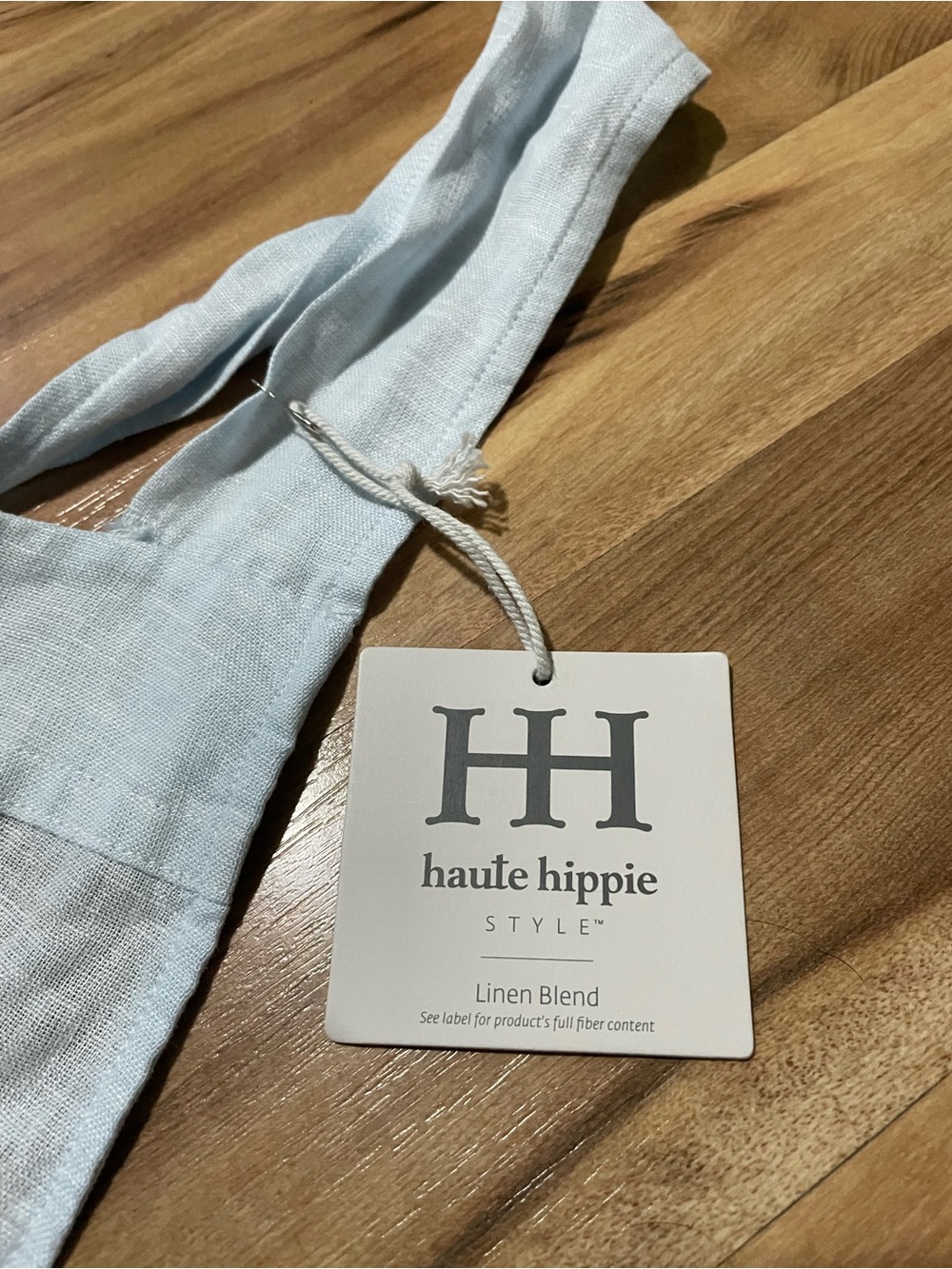 NWT Haute Hippie Style Linen Blend Wide Leg Jumpsuit Light Blue Large L - Picture 6 of 8